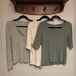 Quince organic cotton ribbed tee & henleys - XL